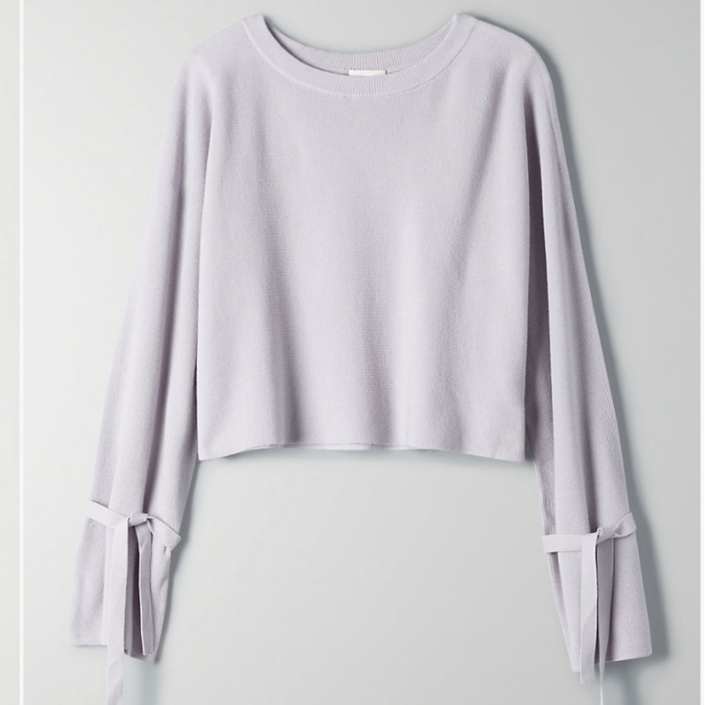 Black Aritzia Wilfred Emmy Sweater Bell Sleeves Ties